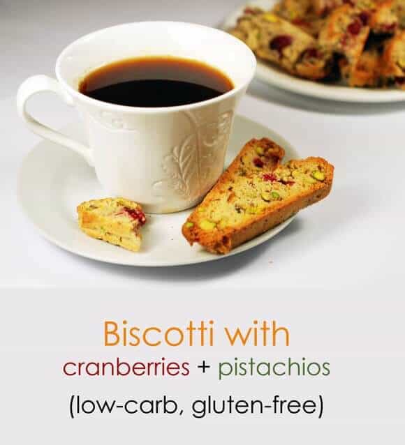 Low carb biscotti with cranberries and pistachios