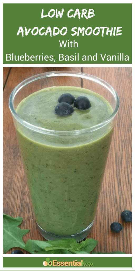Low Carb Avocado Smoothie with Blueberries, Basil and Vanilla