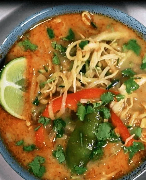 Thai_Soup Bowl of Thai Chicken and Vegetable Soup