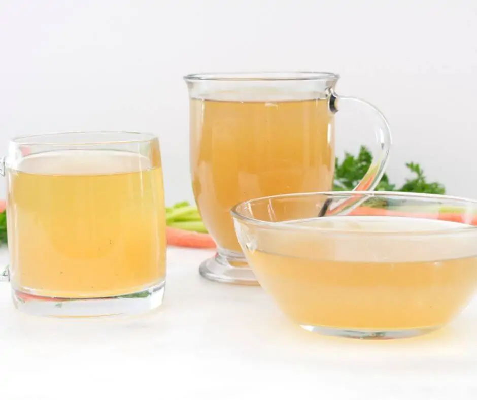 Bone broth in a bowl made with powder