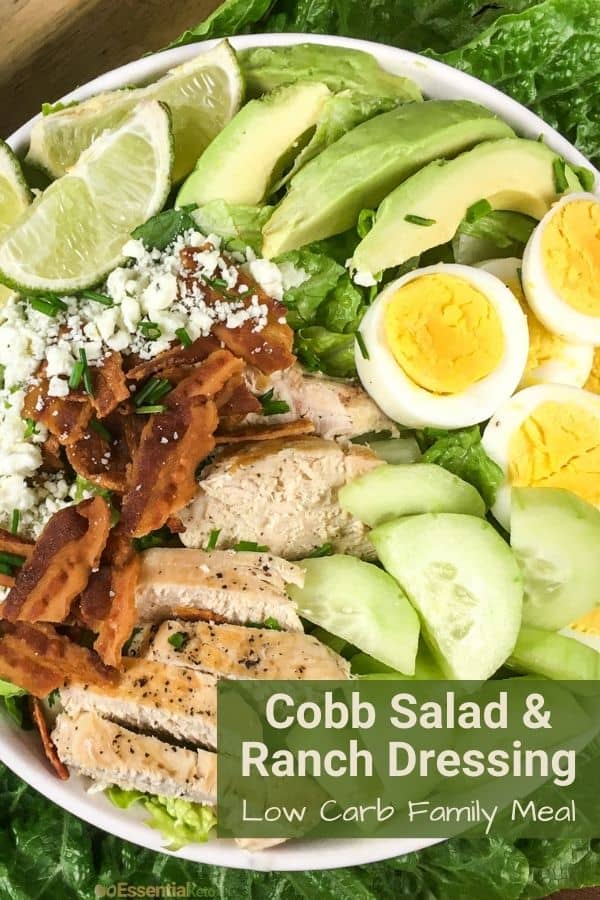 Low Carb Cobb Salad with a Ranch-Style Dressing (no tomato)